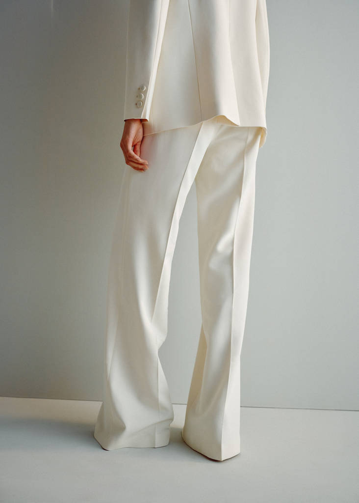 High-waist straight trousers — Ecru