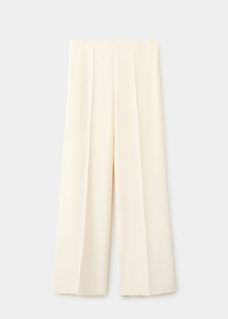 High-waist straight trousers — Ecru