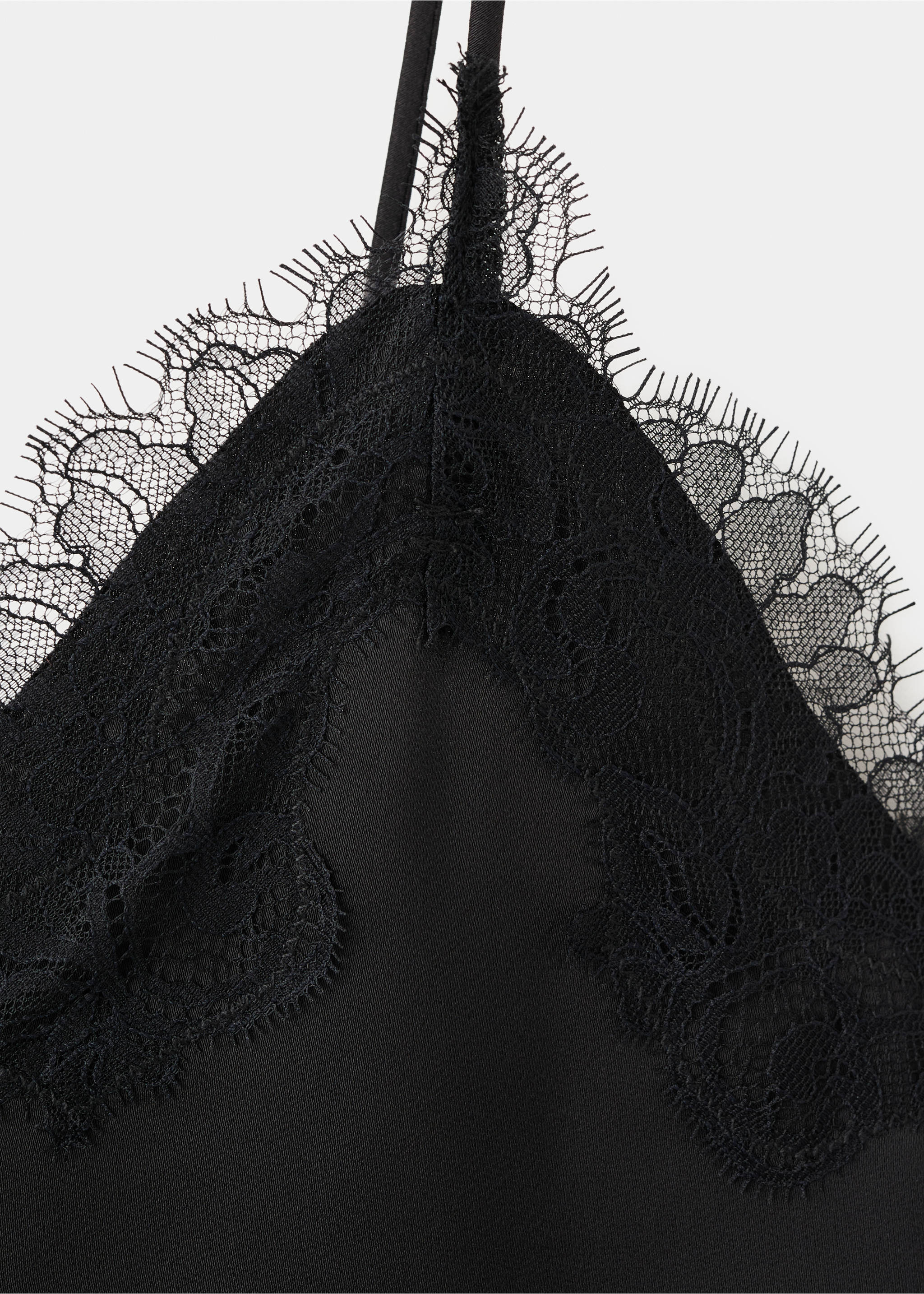 Asymmetric lace camisole top - Details of the article 8, Black. Ref: 37061457-00.