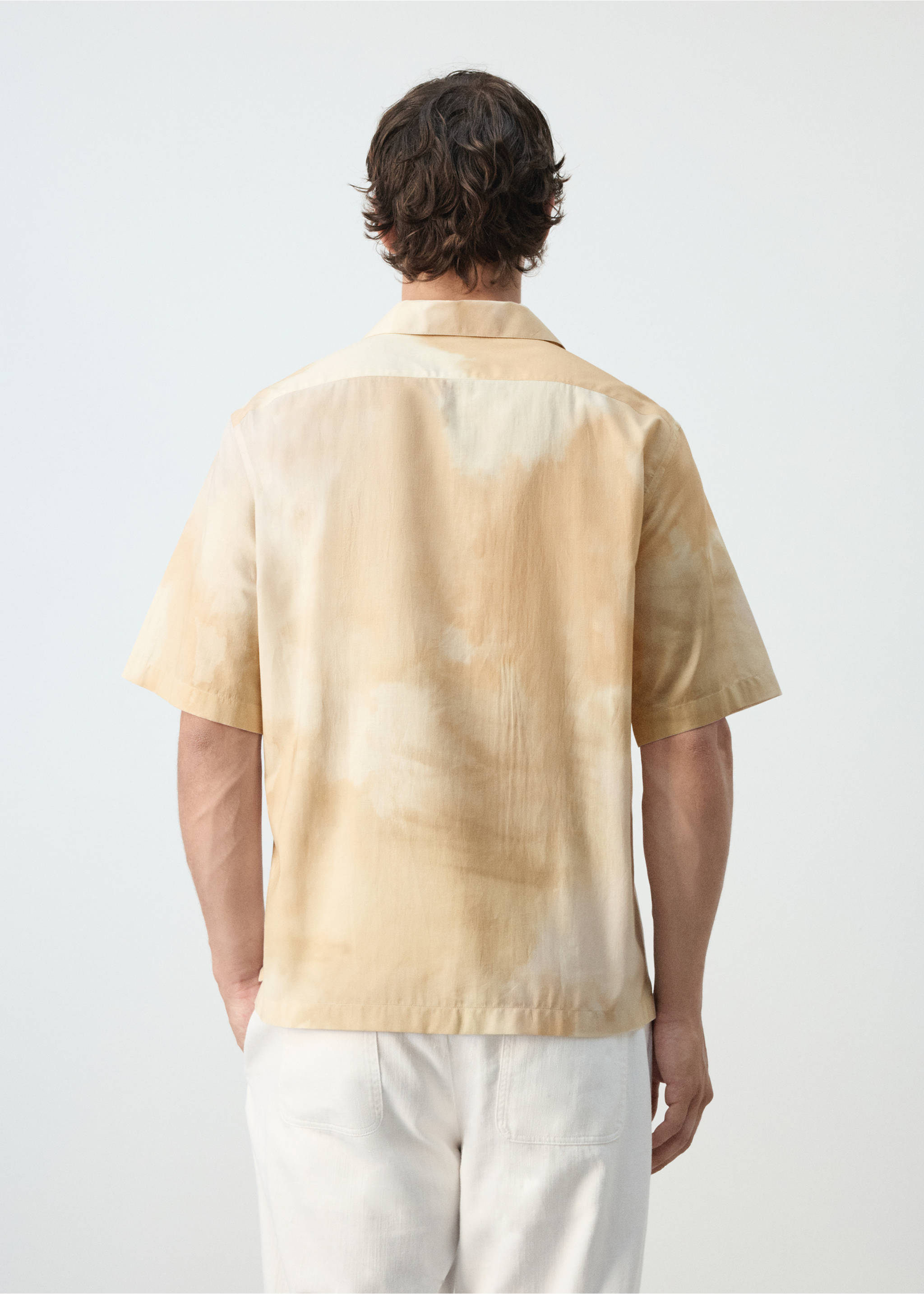Chemise imprimée 100 % coton - Verso de l’article, Vanille. Ref: 37061458-00.