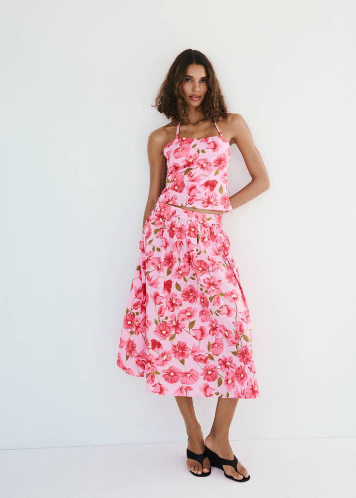 Floral halter neck top — Pink