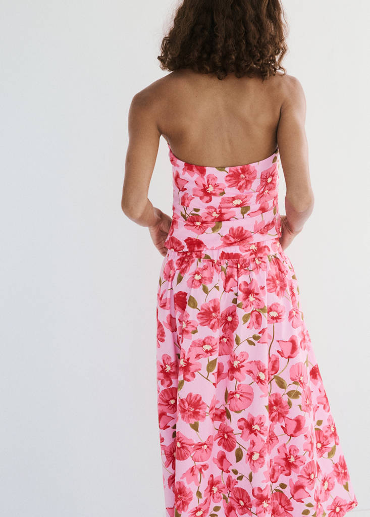 Floral halter neck top — Pink