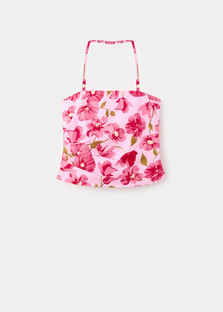 Floral halter neck top — Pink