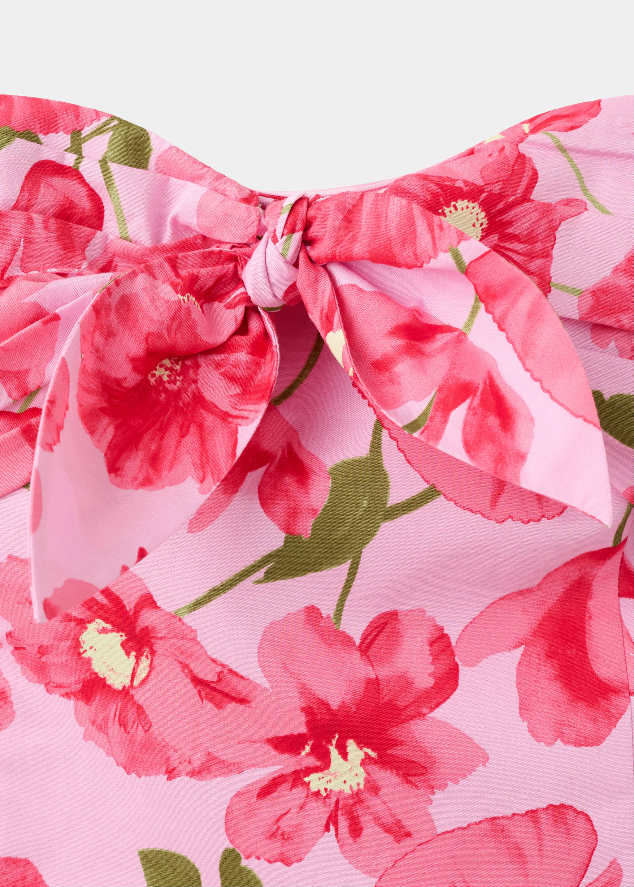Bow floral dress - Details of the article 8, Fuchsia. Ref: 37061462-00.