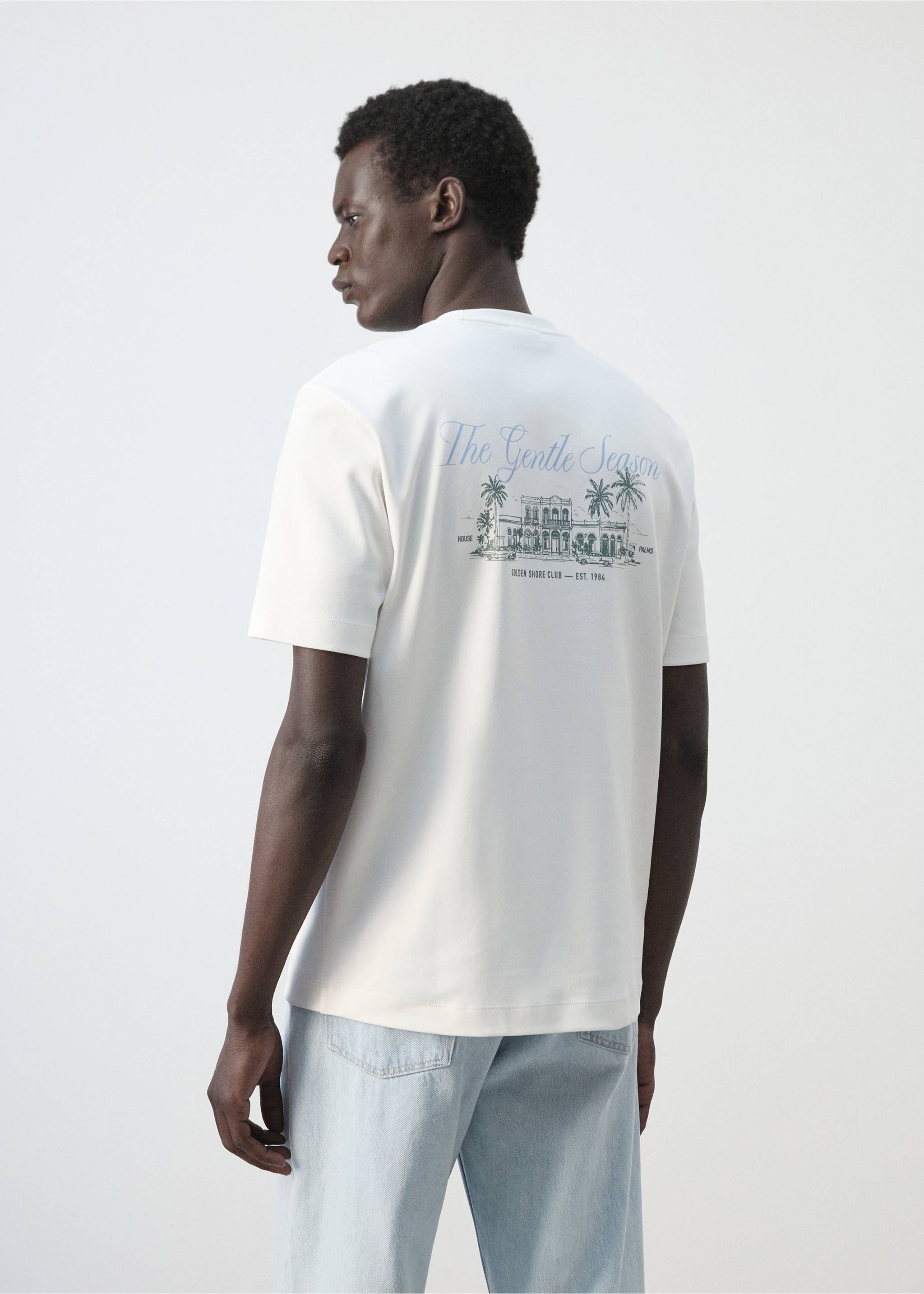 T-shirt 100 % coton motif - Verso de l’article, Blanc. Ref: 37061463-00.
