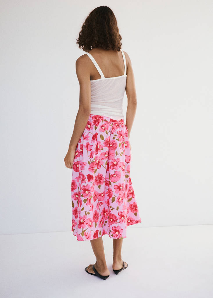 Midi skirt 100% cotton — Pink