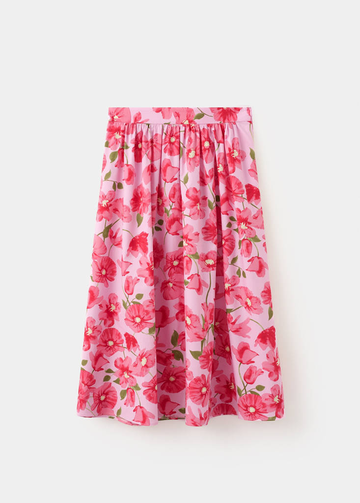 Midi skirt 100% cotton — Pink