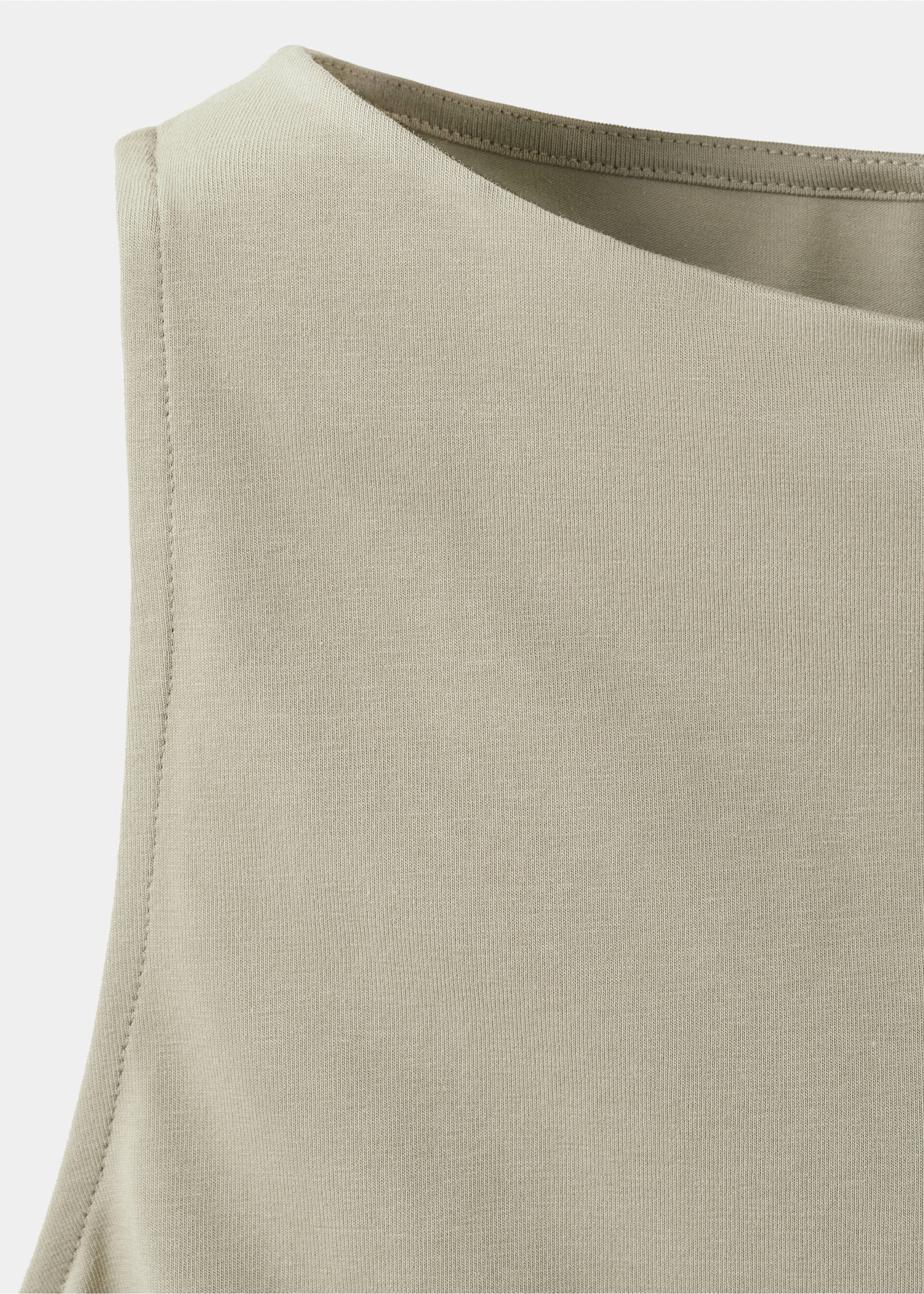 Draped cotton top - Details of the article 8, Khaki. Ref: 37061465-00.