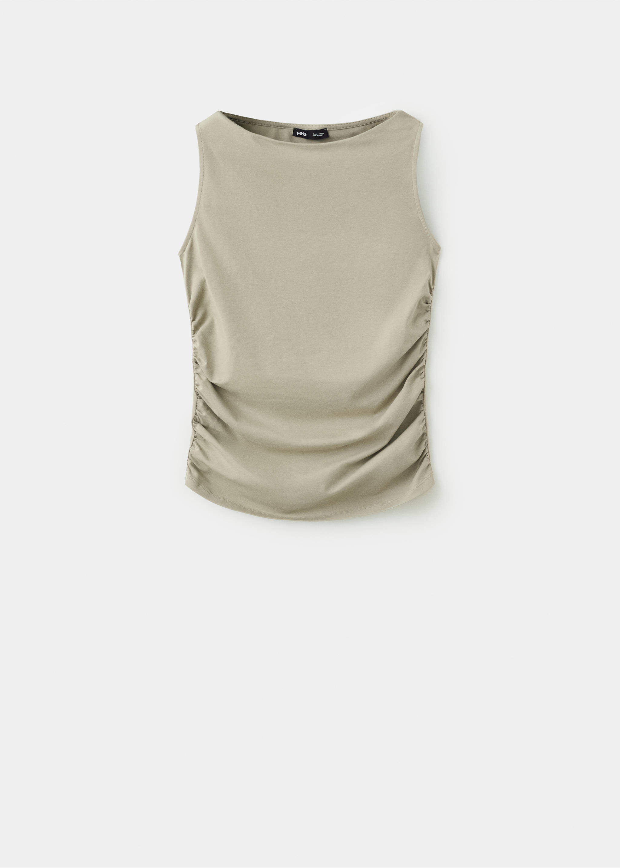 Draped cotton top - Article without model, Khaki. Ref: 37061465-00.