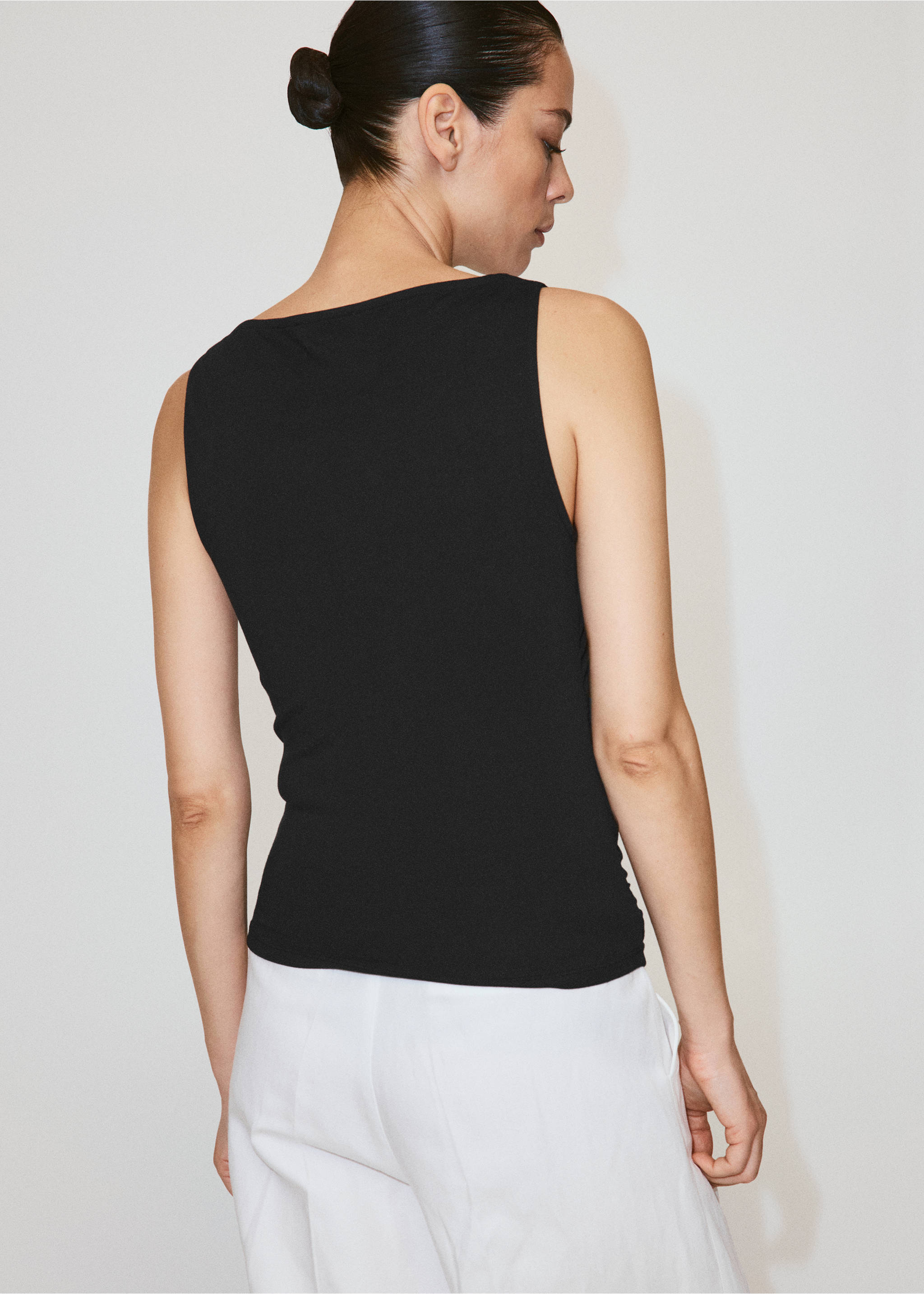 Draped cotton top - Reverse of the article, Black. Ref: 37061465-00.