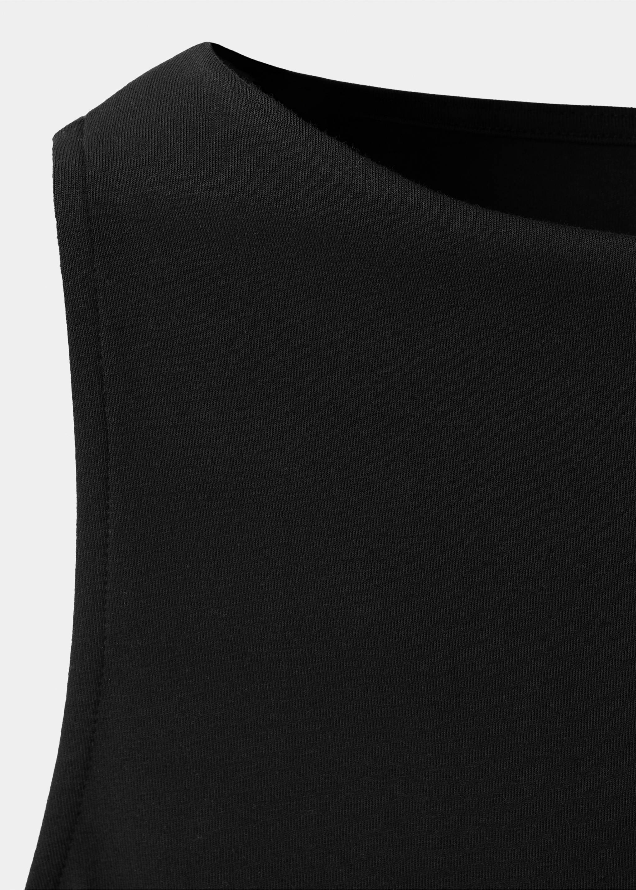 Draped cotton top - Details of the article 0, Black. Ref: 37061465-00.