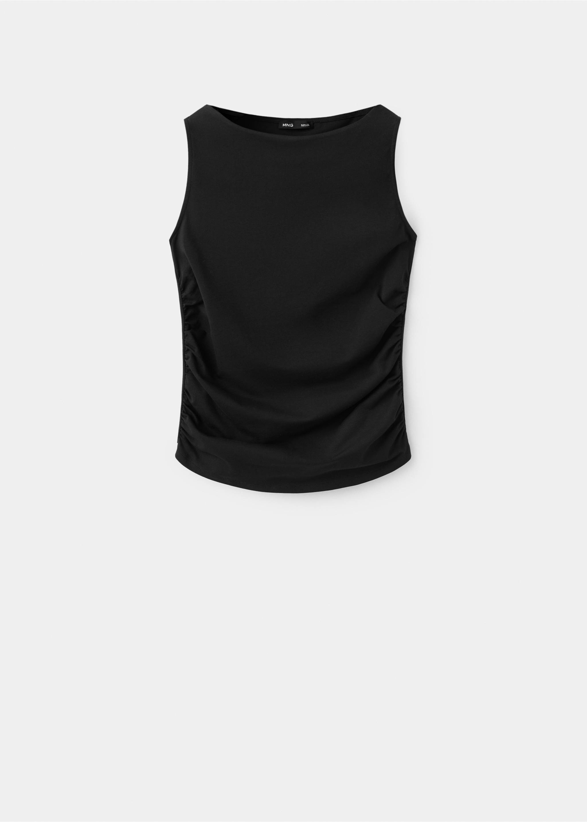 Draped cotton top - Article without model, Black. Ref: 37061465-00.