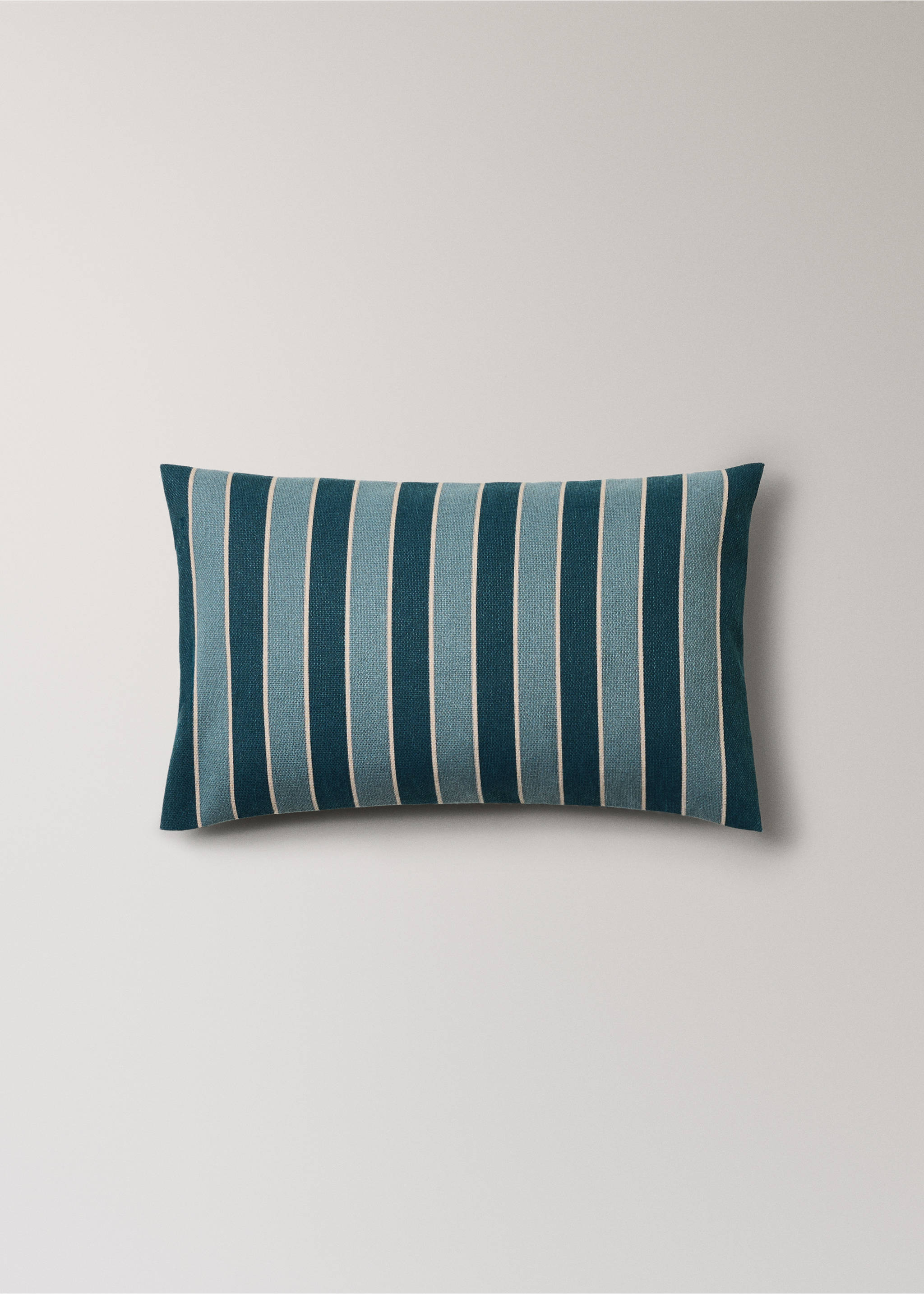 Cotton cushion cover with printed stripes 30x50 cm - Article without model, Petrol Blue. Ref: 37061467-00.