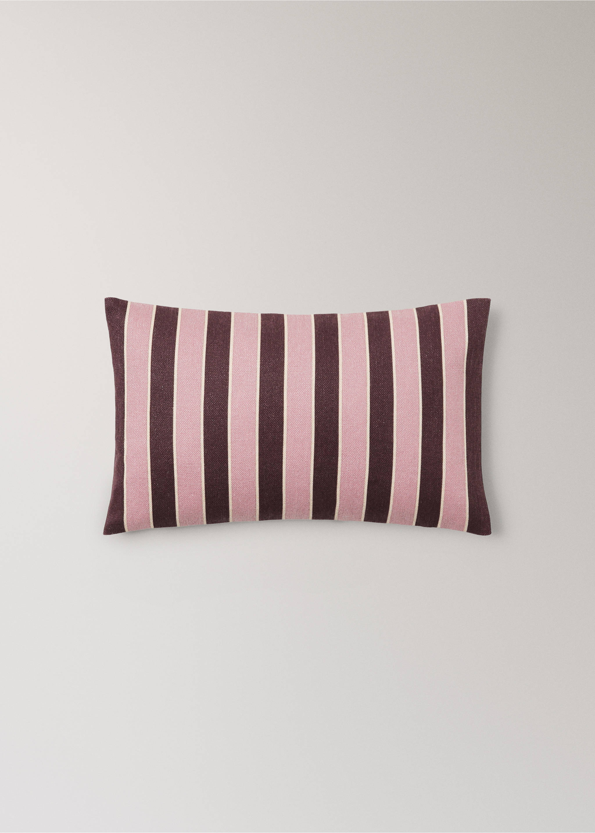 Cotton cushion cover with printed stripes 30x50 cm - Article without model, Dark Red. Ref: 37061467-00.