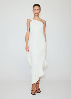 Asymmetrical dress with scarf — Ecru 2