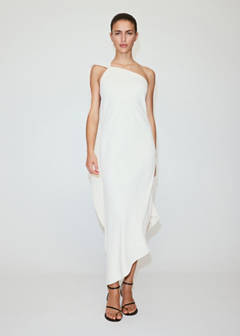 Asymmetrical dress with scarf — Ecru 10