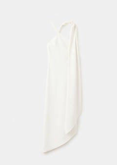 Asymmetrical dress with scarf — Ecru 6