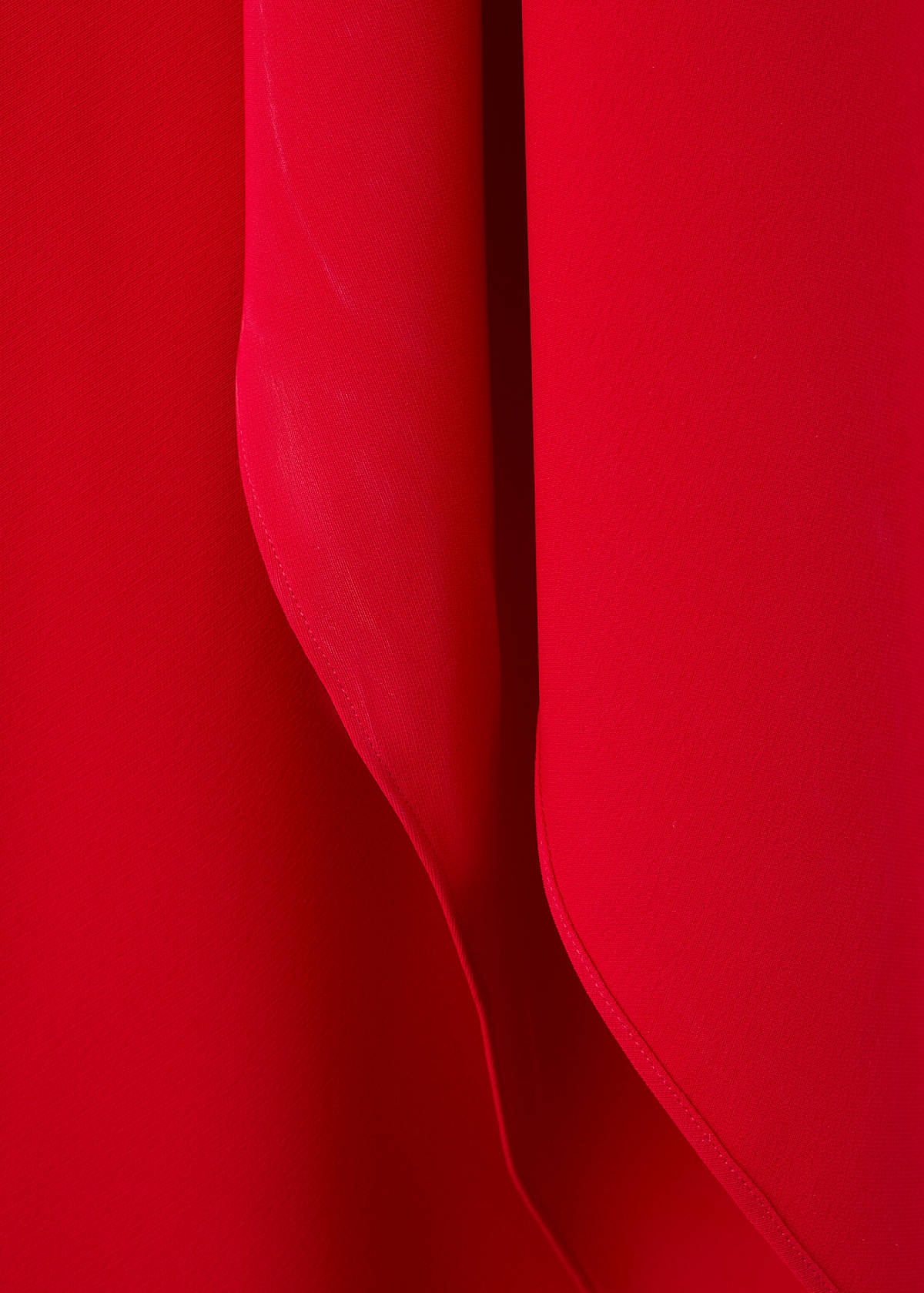 Asymmetrical dress with scarf — Red