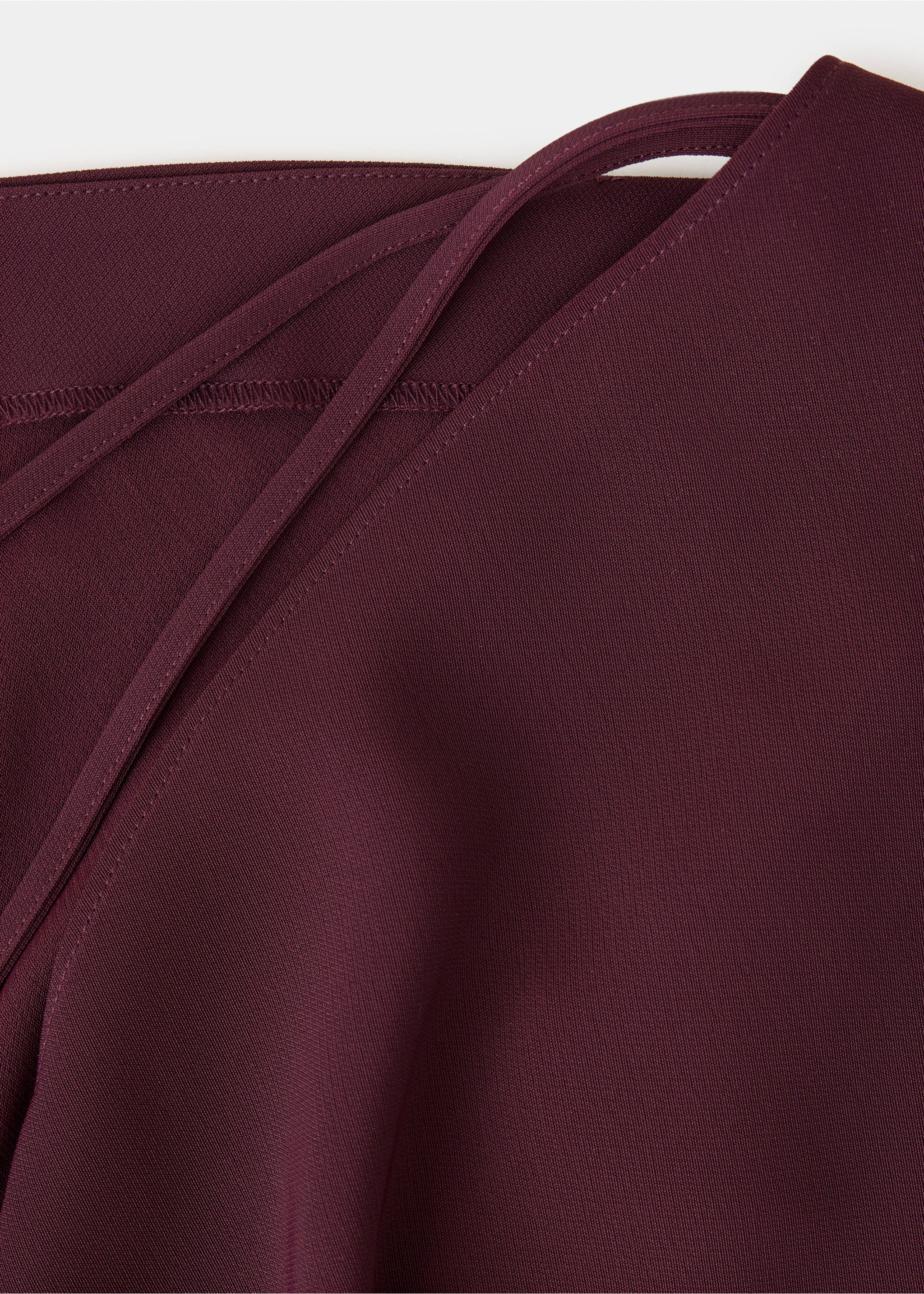Burgundy dress close-up showing delicate double strap detail., Burgundy. Ref: 37061468-00.