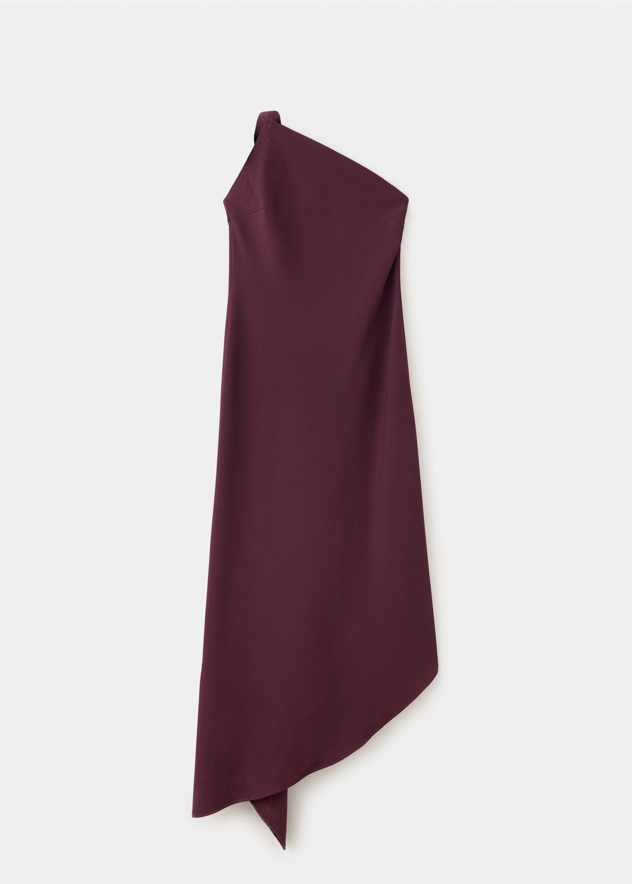 Burgundy one-shoulder dress with an asymmetric hem., Burgundy. Ref: 37061468-00.