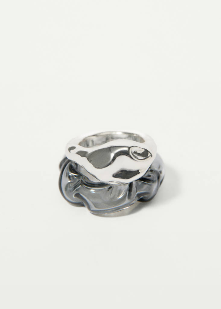 Unregelmäßig gestaltetes Ring-Set — Silber