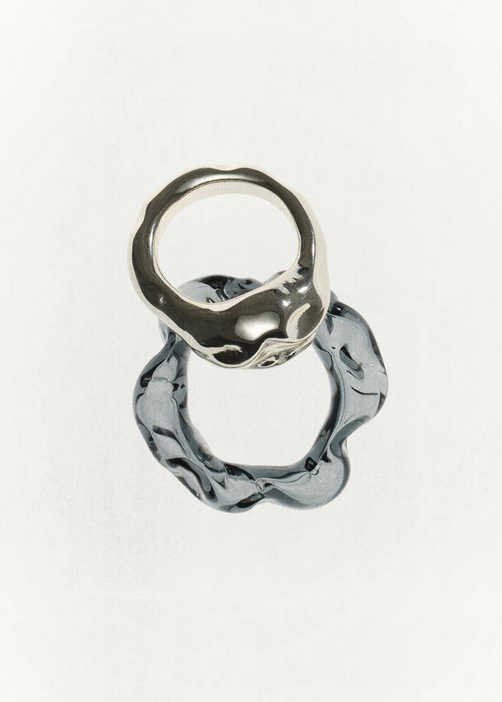 Unregelmäßig gestaltetes Ring-Set — Silber