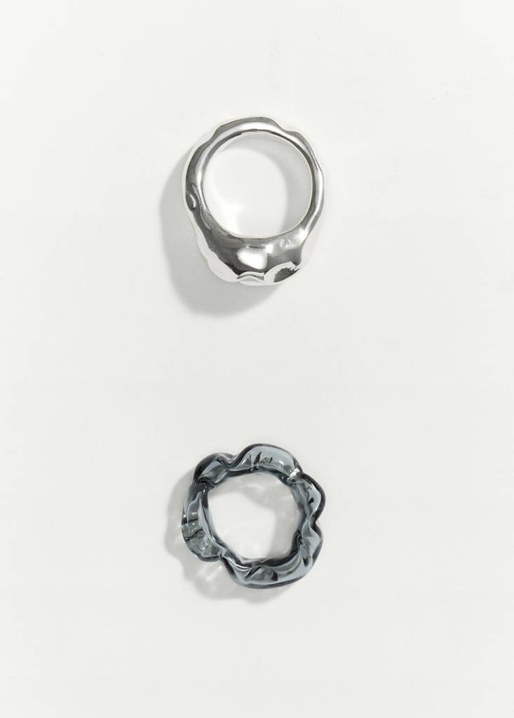 Unregelmäßig gestaltetes Ring-Set — Silber