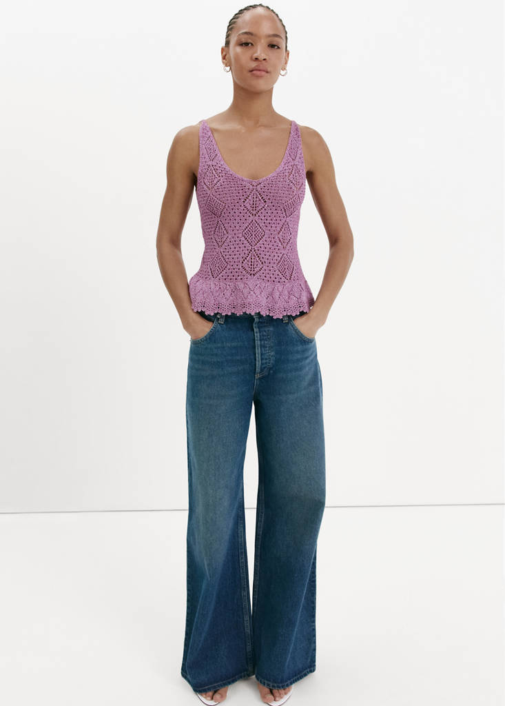 Top Crochet Lurex Volant Ondulato