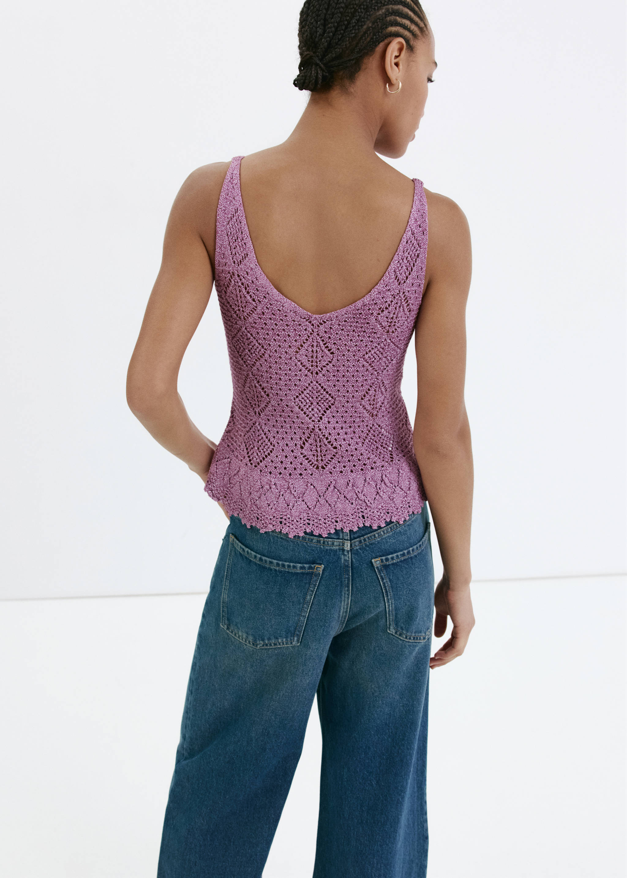 Haut crochet lurex volant festonné - Verso de l’article