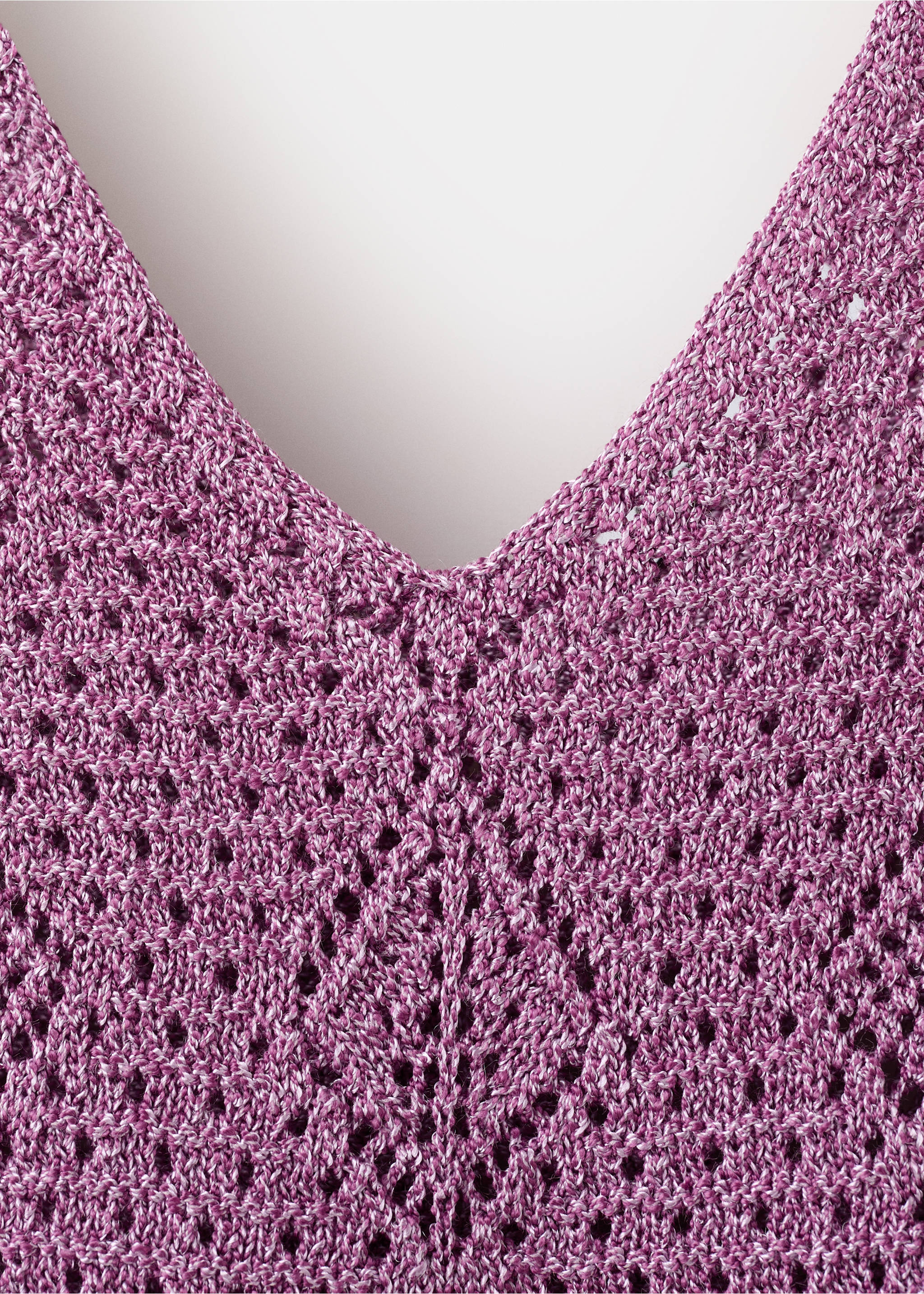 Crochet lurex top with scalloped ruffle - Details of the article 8, Purple. Ref: 37061470-00.