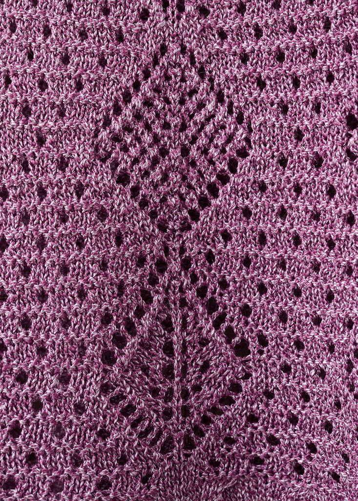 Scalloped frill lurex crochet top — Purple