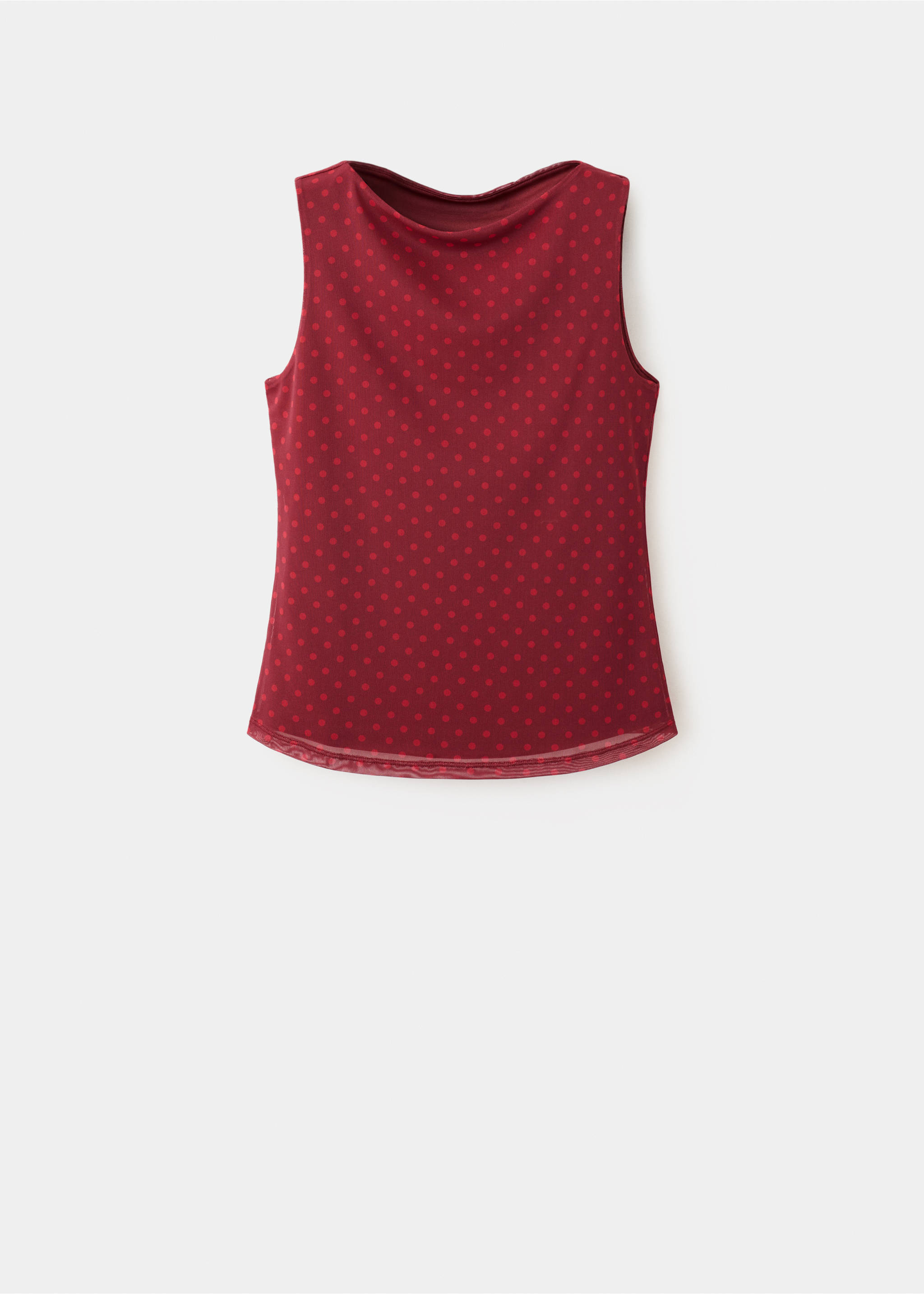 Polka dot print tulle top - Article without model, Red. Ref: 37061471-00.