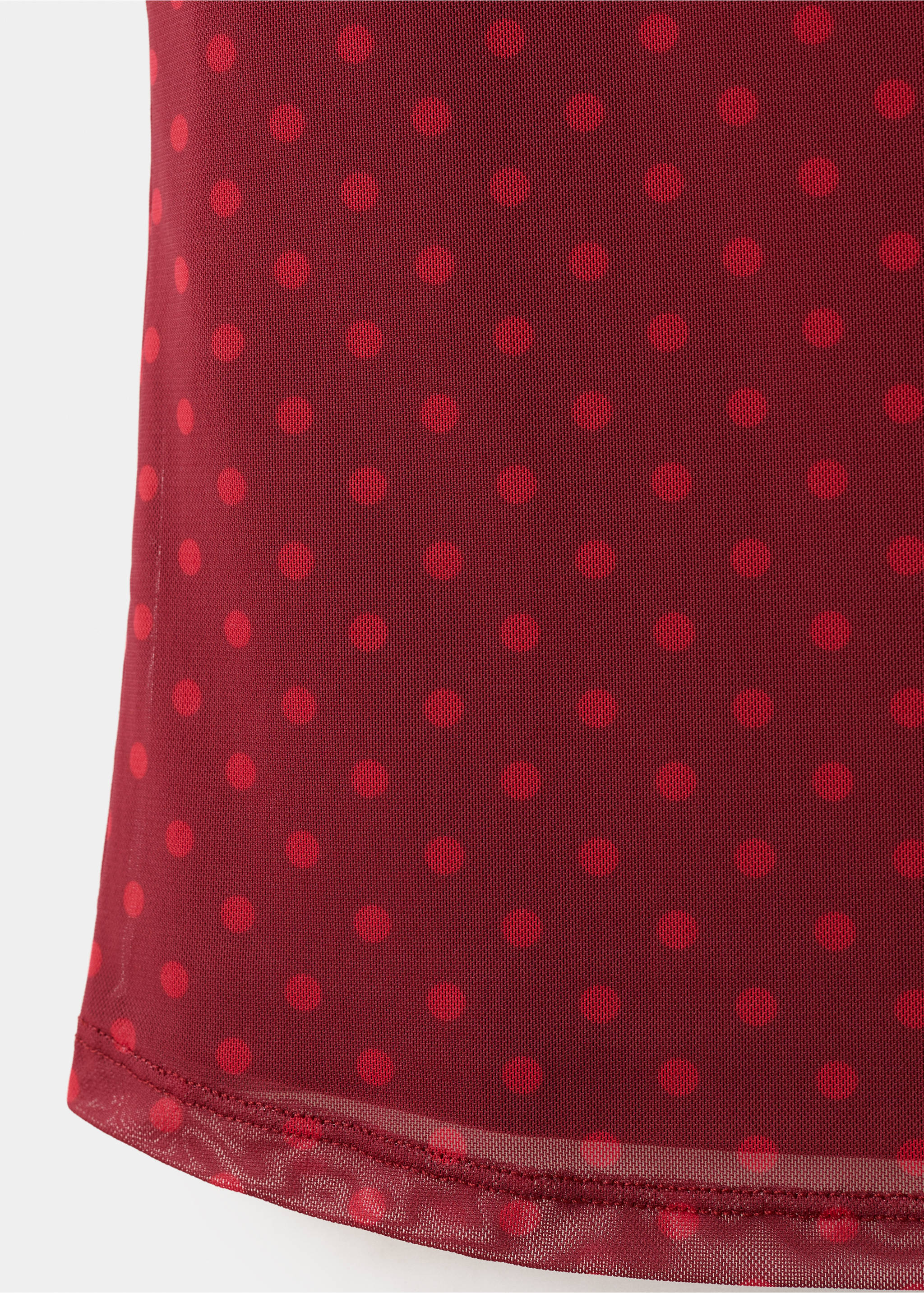 Polka dot print tulle top - Details of the article 8, Red. Ref: 37061471-00.