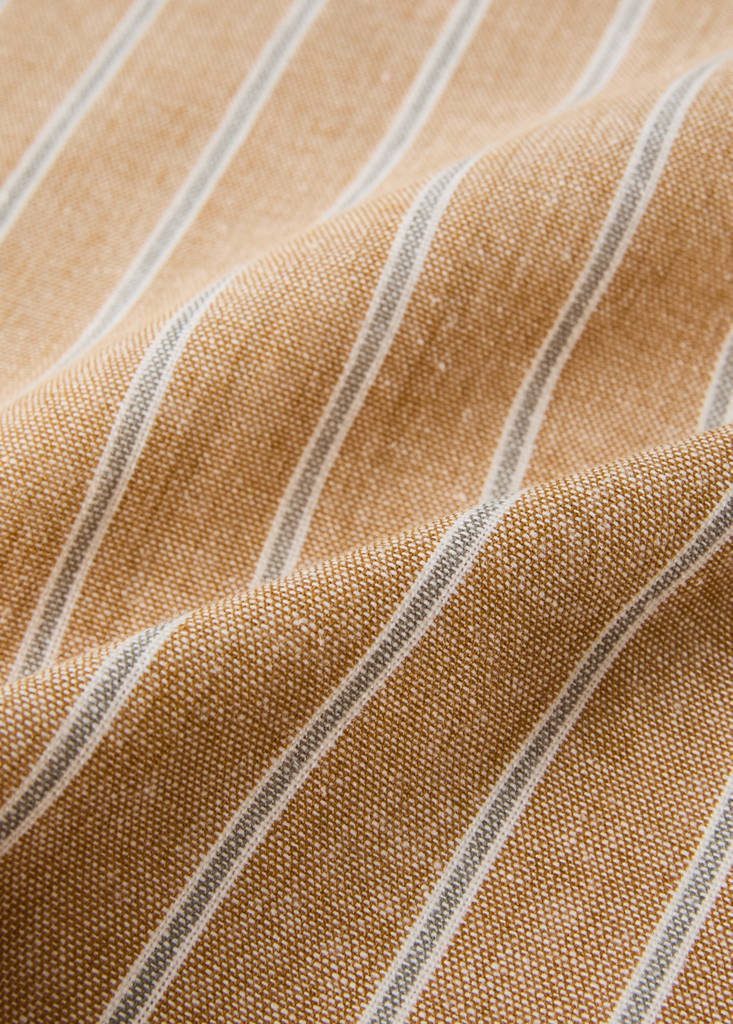 Printed striped cotton tea towels — Ochre
