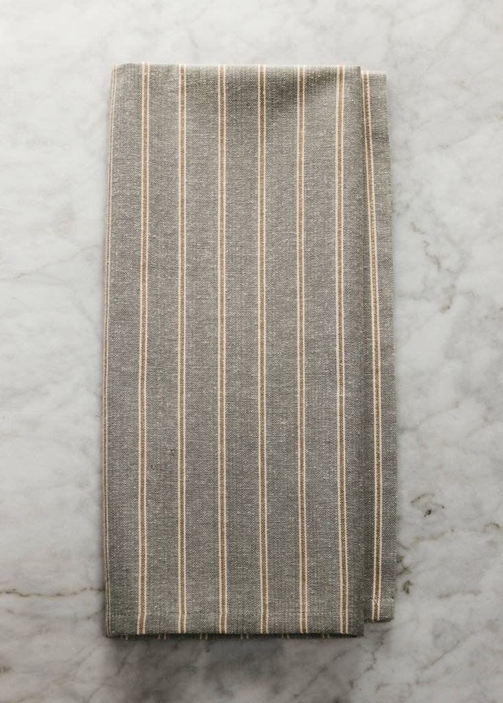 Printed striped cotton tea towels — Green