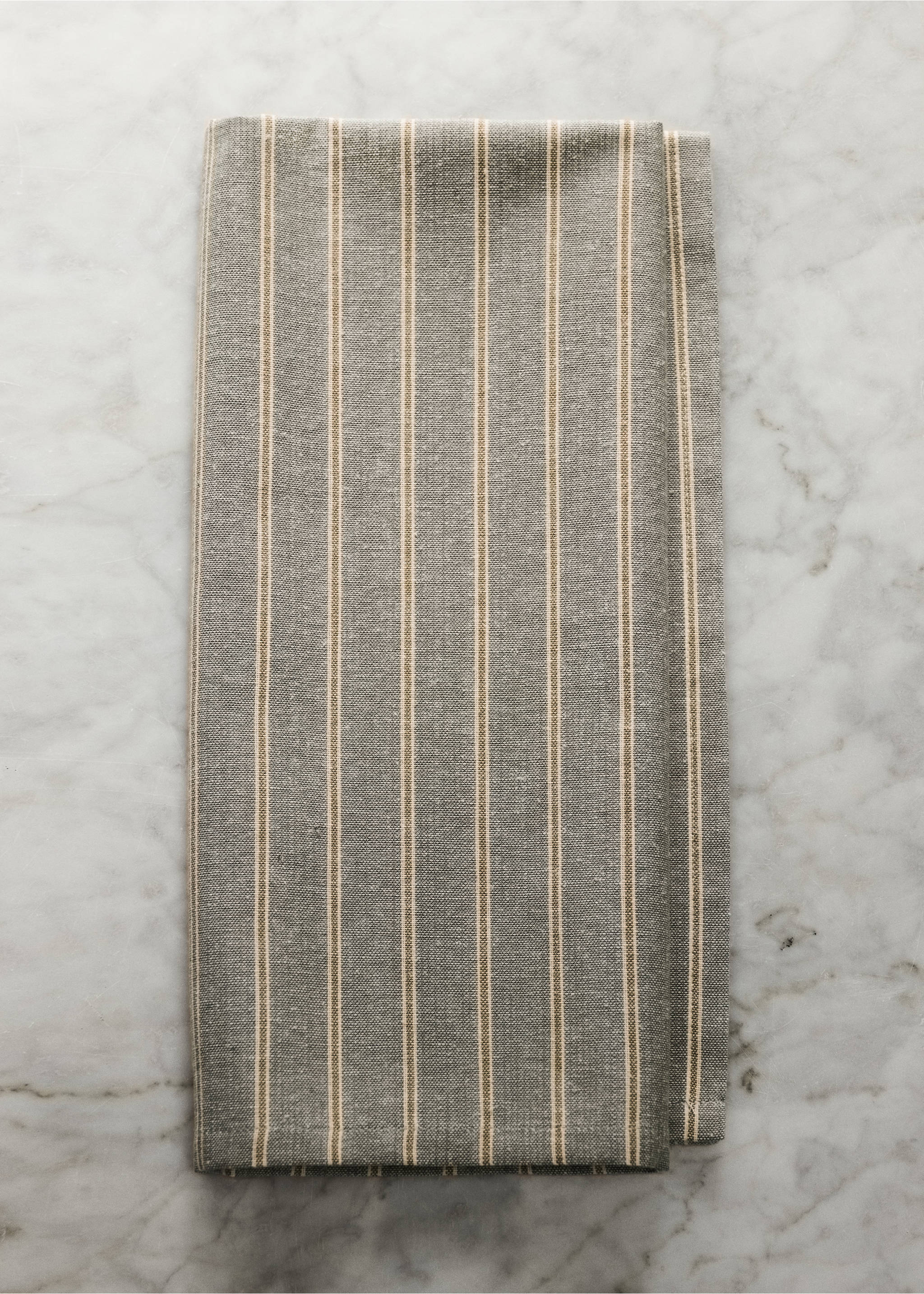 Printed striped cotton tea towels - General plane, Green. Ref: 37061473-00.