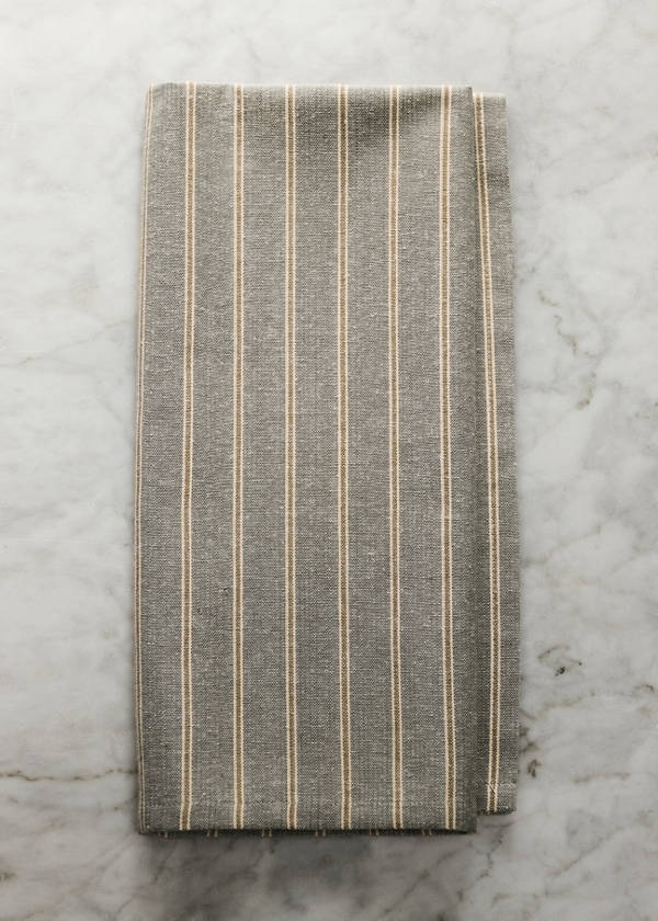 Printed striped cotton tea towels — Green