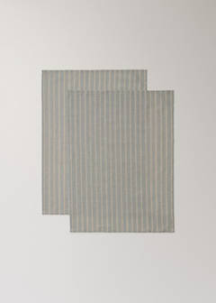 Printed striped cotton tea towels — Green 2