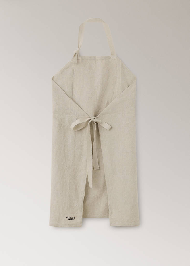 Washed linen apron — Light/Pastel Brown