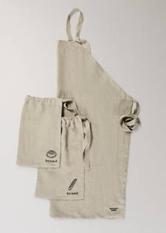 Washed linen apron — Light/Pastel Brown 4
