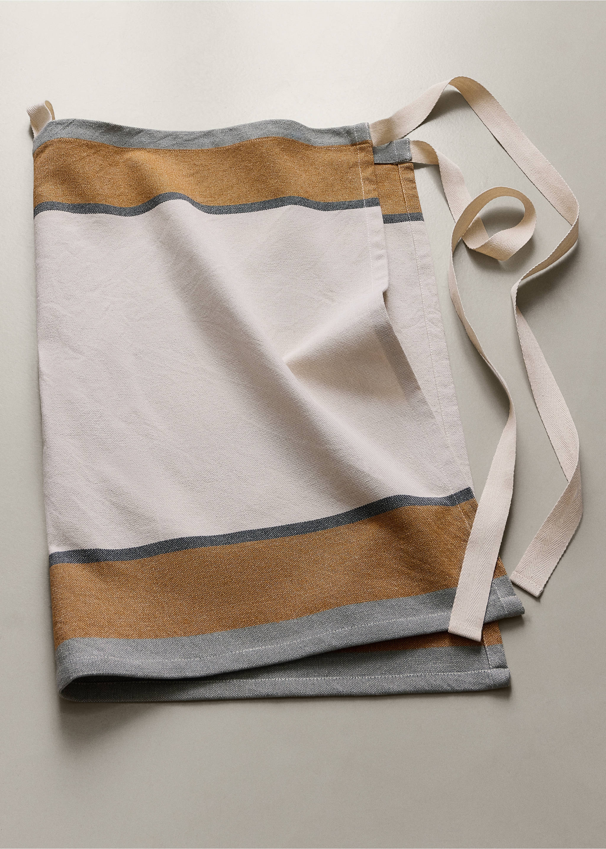 Striped cotton apron - General plane, Tobacco Brown. Ref: 37061475-00.