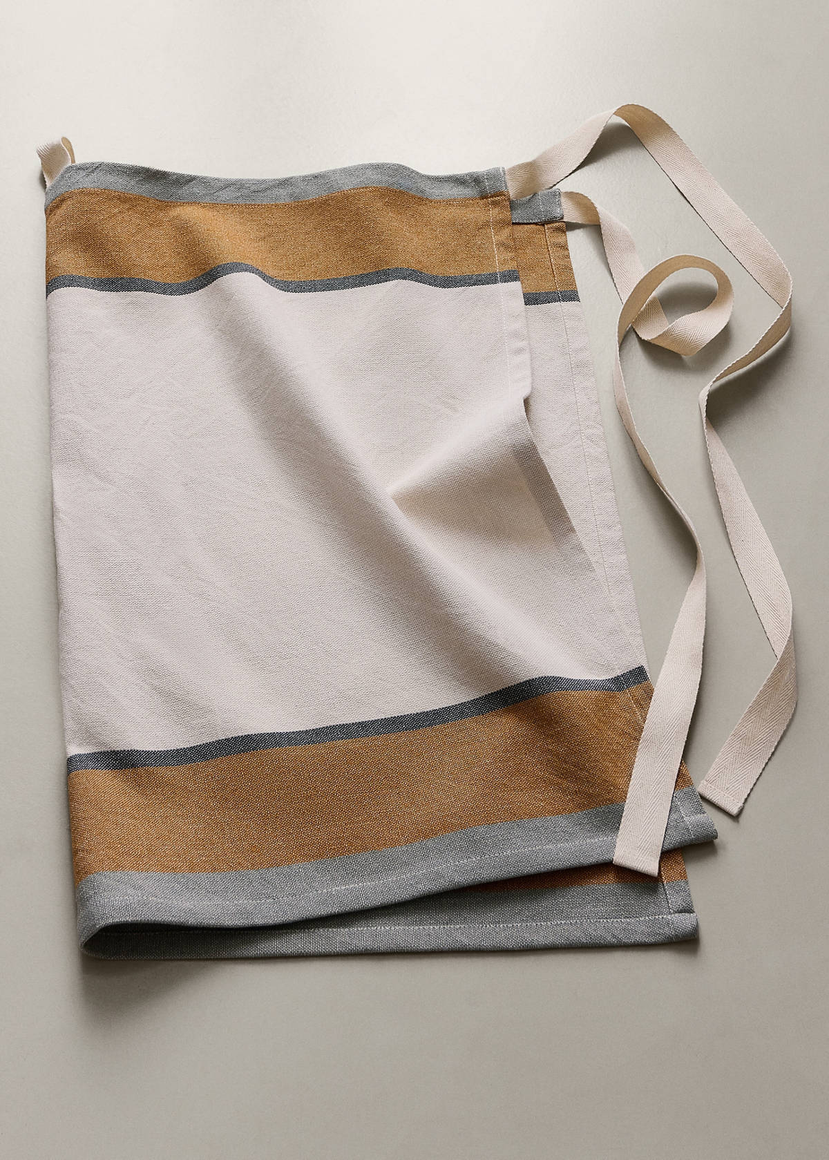 Striped cotton apron — Tobacco Brown