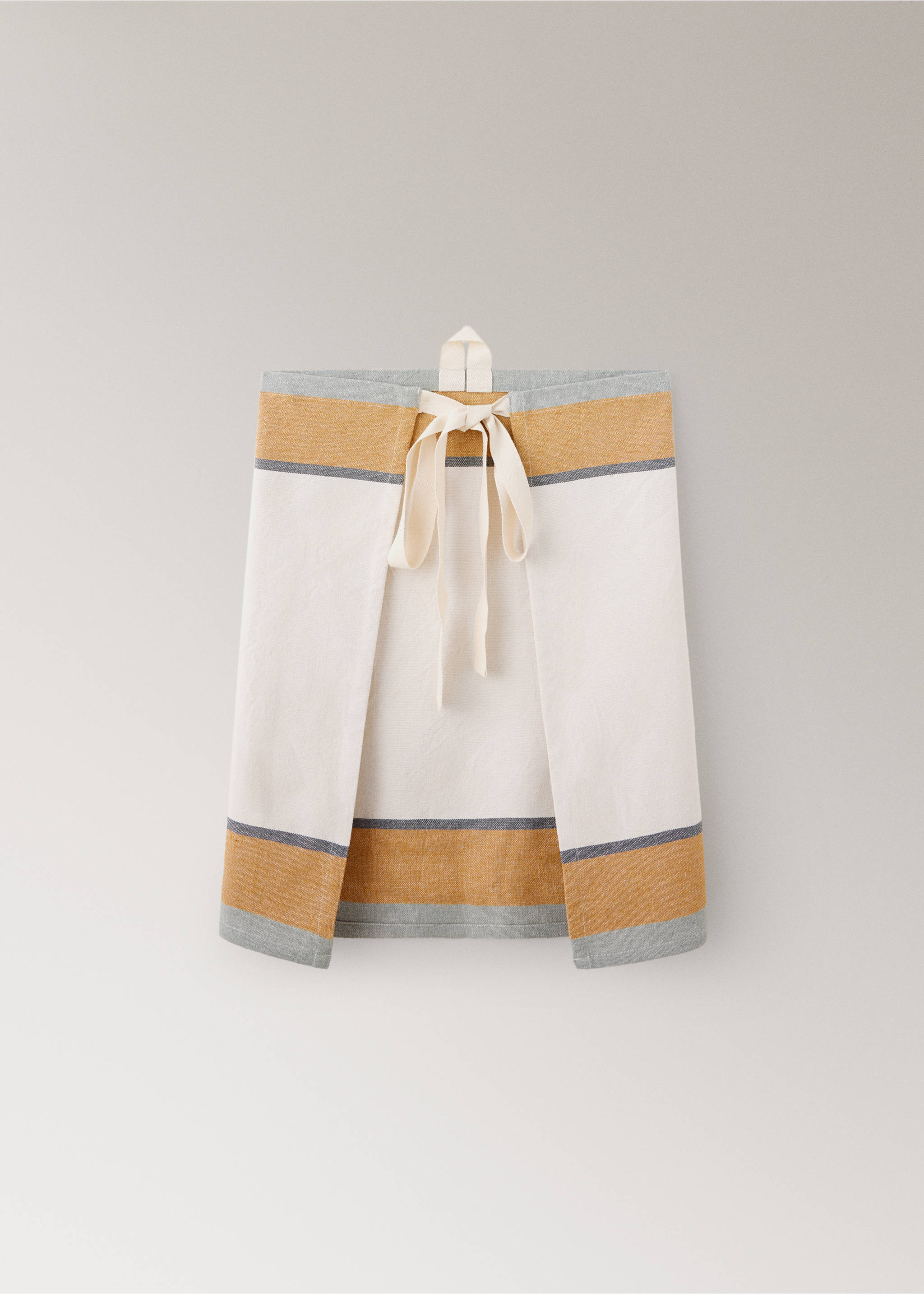 Striped cotton apron - Details of the article 1, Tobacco Brown. Ref: 37061475-00.