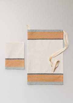 Striped cotton apron — Tobacco Brown 4