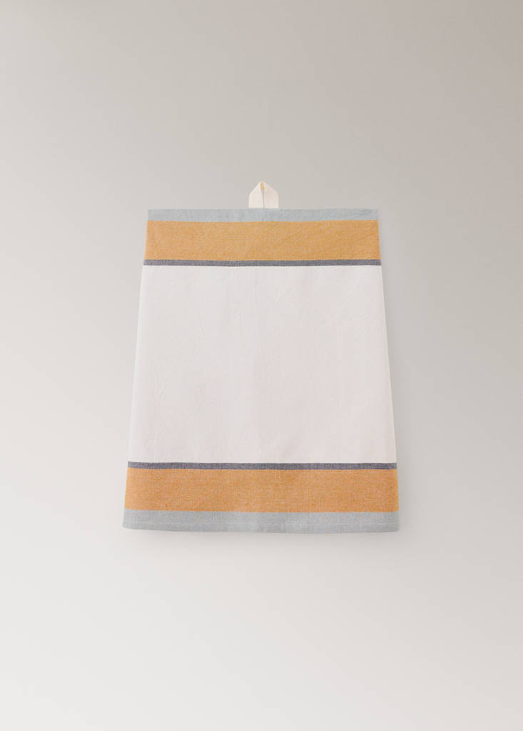 Striped cotton apron — Tobacco Brown