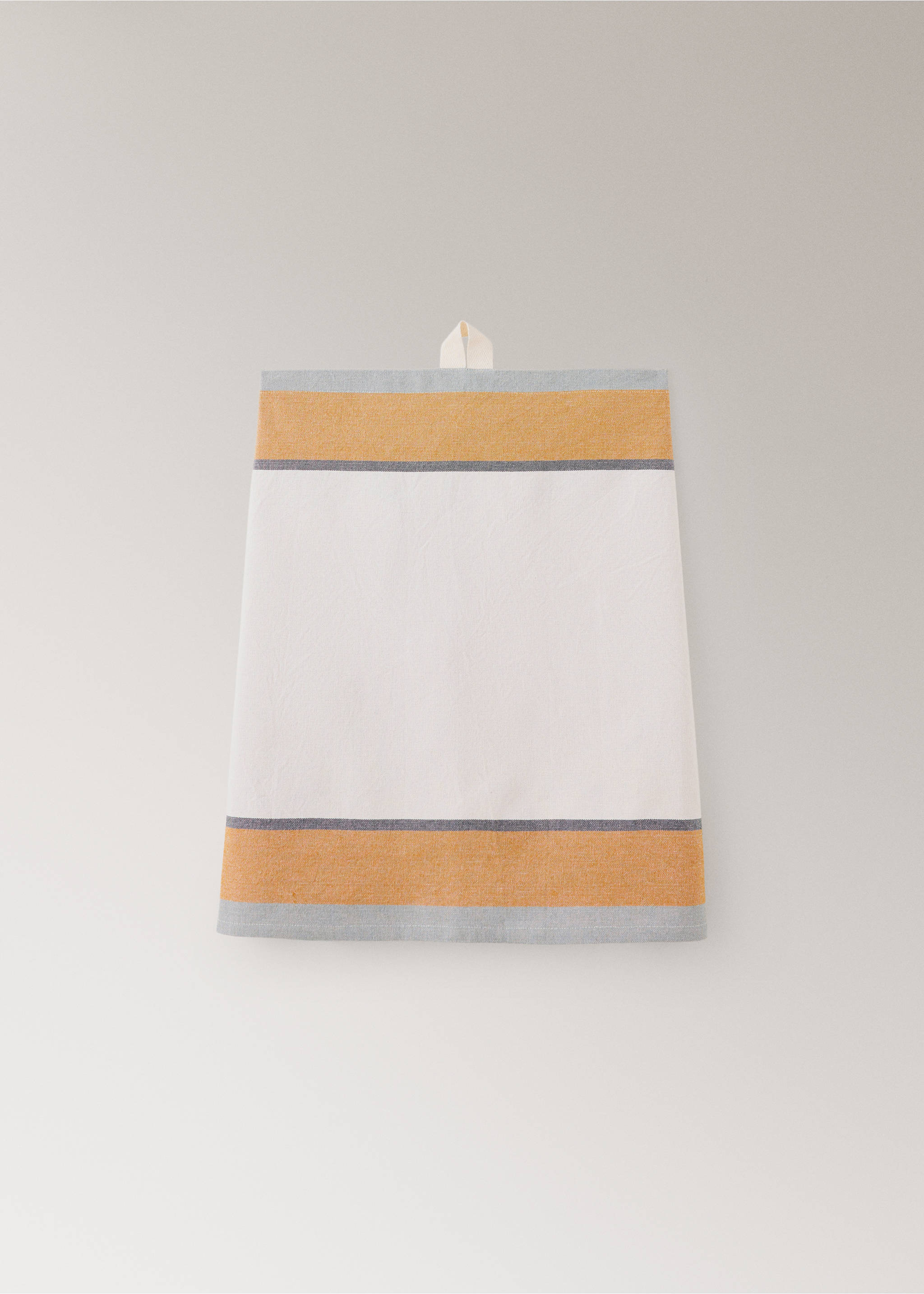 Striped cotton apron - Article without model, Tobacco Brown. Ref: 37061475-00.