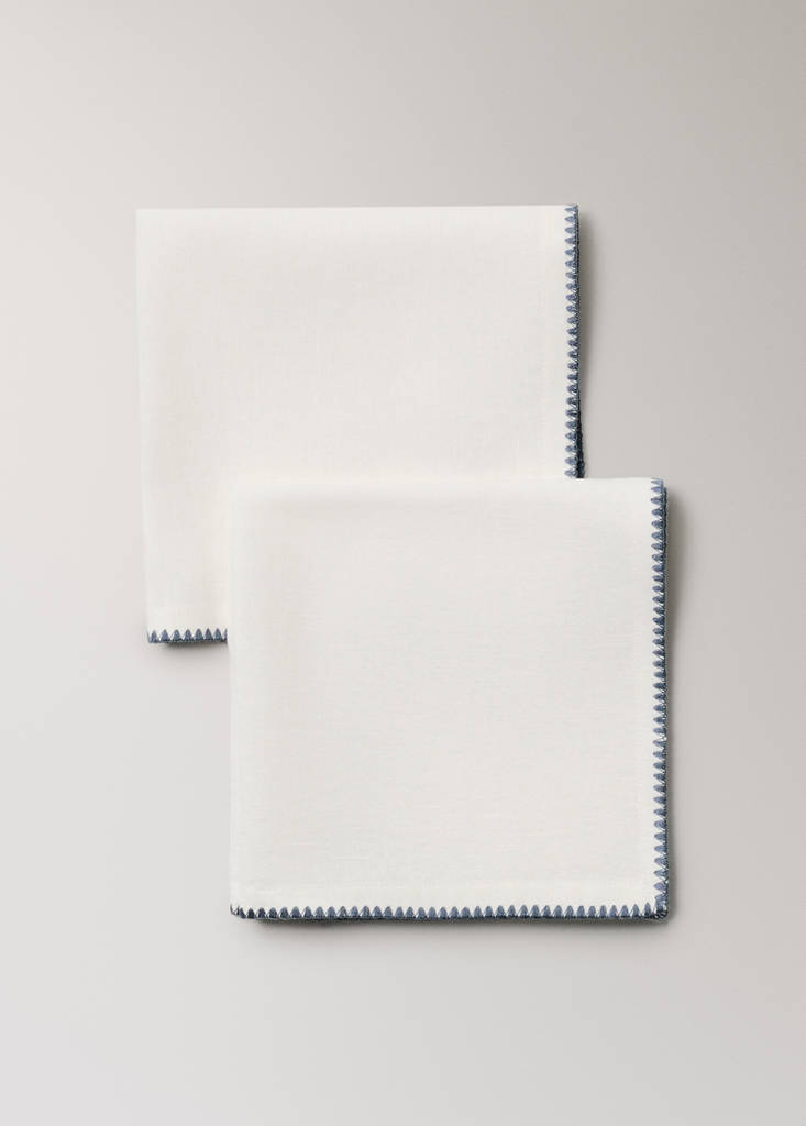 Linen cotton contrast napkins — Off White