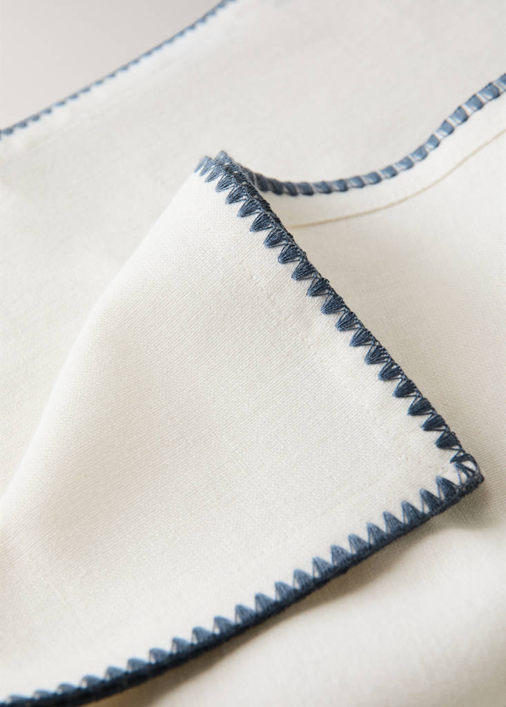 Linen cotton contrast napkins — Off White