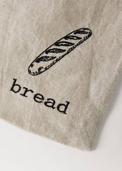100% linen bread bag with printed print detail — Light/Pastel Brown 2