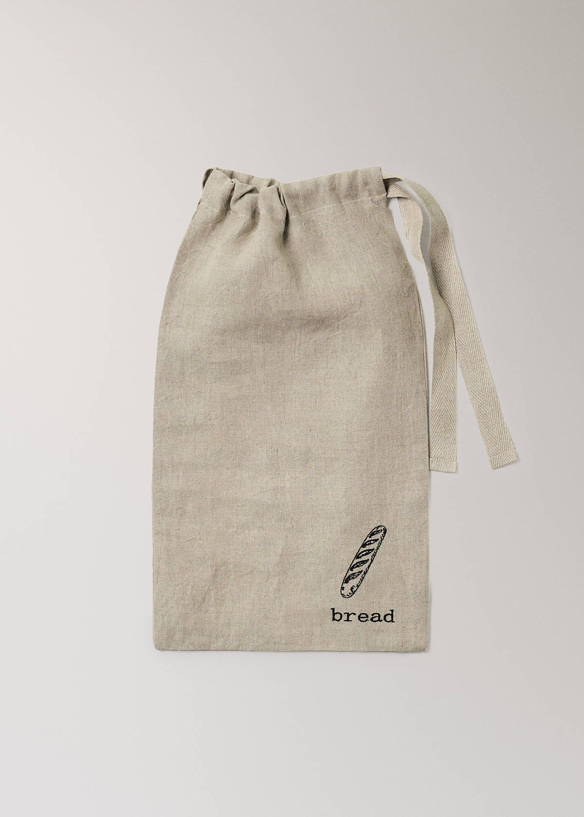 100% linen bread bag with printed print detail — Light/Pastel Brown